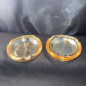 Vintage Iridescent Carnival Glass Ashtray Smoking Collectible Round-Set Of 2